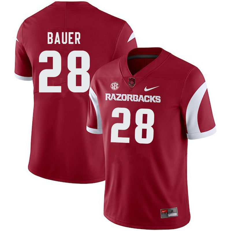 Men #28 Reid Bauer Arkansas Razorbacks College Football Jerseys-Cardinal